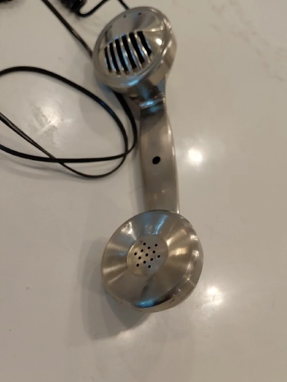 Pottery Barn Brushed Nickel Rotary-Style Desk Phone..Excellent CONDITION...